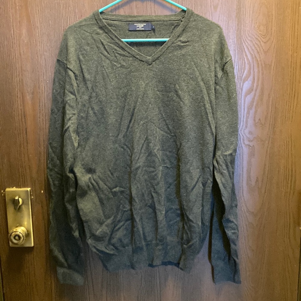 JCrew L v neck cotton/ cashmere blend top